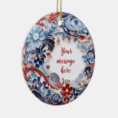 カスタマイズ可能な青と赤の千代紙オーナメント セラミックオーナメント (右)