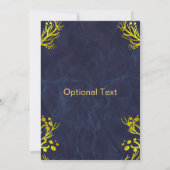 カスタマイズ可能な青と金ゴールド結婚式招待状 招待状 (裏面)