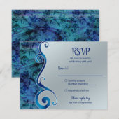 カスタマイズ可能な青と銀の出欠確認カード 出欠カード (正面/裏面)