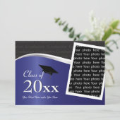 カスタマイズ可能な青と黒の卒業招待状 招待状 (スタンド正面)