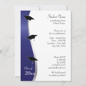 カスタマイズ可能な青と黒の卒業招待状 招待状 (裏面)