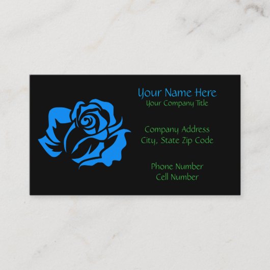 カスタマイズ可能な青のバラの開花 名刺 (正面)