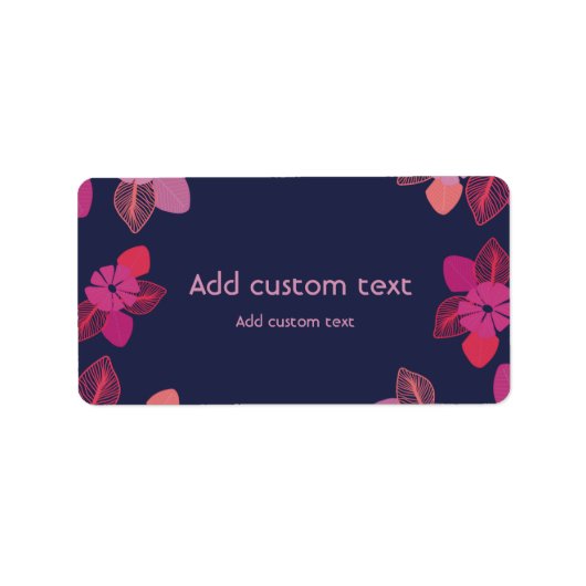 カスタマイズ可能な青フローラエレガントステッカーラベル ラベル (正面)