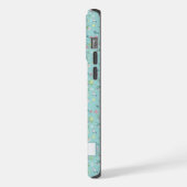 カスタマイズ可能な青フローラ白ピンクの花 iPhoneケース (左側面)