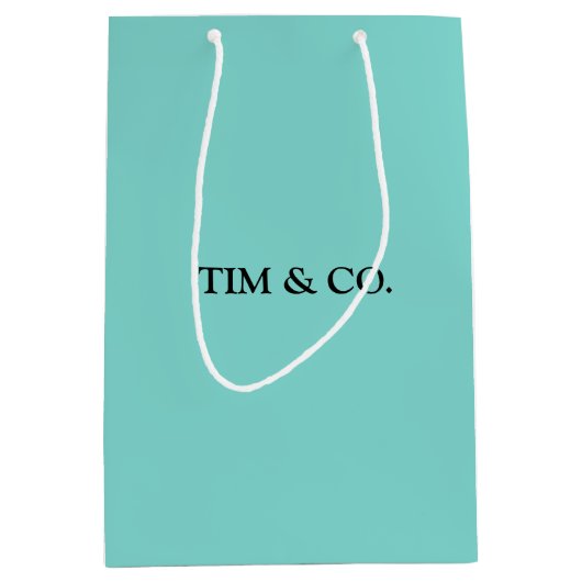 カスタマイズ可能な青緑のカスタム ミディアムペーパーバッグ (正面)