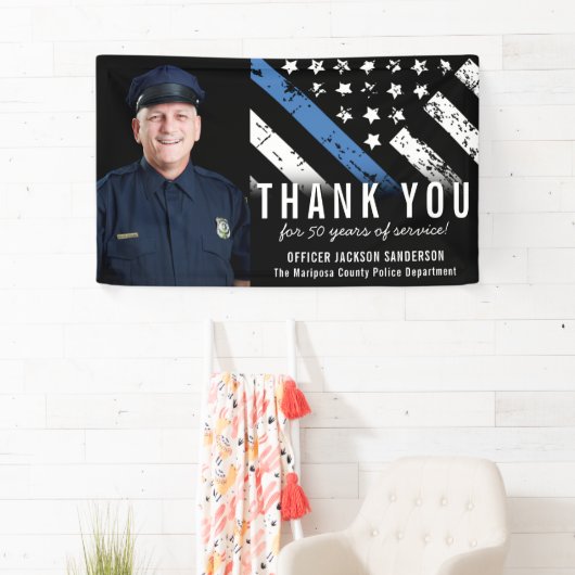 カスタマイズ可能な青線警察の退職写真 横断幕 (インサイチュ)