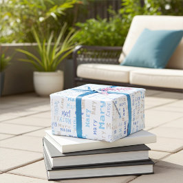 カスタマイズ可能な青色名ギフトラッピング紙 ラッピングペーパー