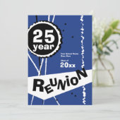 カスタマイズ可能な青色25年クラスの懇親会招待状 招待状 (スタンド正面)