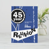 カスタマイズ可能な青45年の同窓会の招待状 招待状 (スタンド正面)
