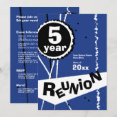カスタマイズ可能な青5年の同窓会の招待状 招待状 (正面/裏面)