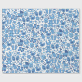 カスタマイズ可能な青、ベビーをテーマにした ラッピングペーパー (フラット)