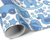 カスタマイズ可能な青、ベビーをテーマにした ラッピングペーパー (ロールコーナー)