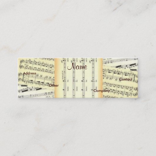 カスタマイズ可能な音楽の先生のプロフィールカード- スキニー名刺 (正面)