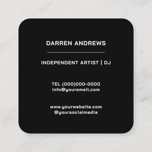 カスタマイズ可能な音楽QRコードLPビニール | スクエア名刺 (裏面)