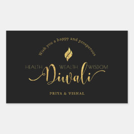 カスタマイズ可能な願い幸せで豊かなディワリ 長方形シール