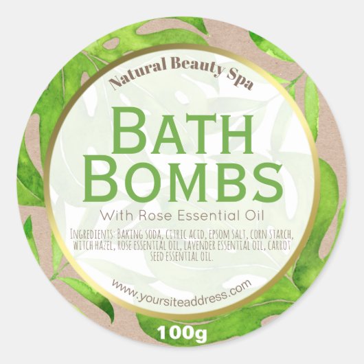 カスタマイズ可能な風呂爆弾ラベル ラウンドシール (正面)