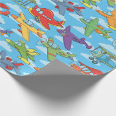 カスタマイズ可能な飛行機とクラウド ラッピングペーパー (角)