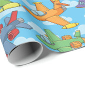 カスタマイズ可能な飛行機とクラウド ラッピングペーパー (ロールコーナー)