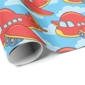 カスタマイズ可能な飛行機とクラウド ラッピングペーパー (ロールコーナー)