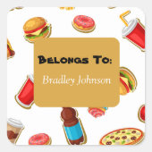 カスタマイズ可能な食品テーマはステッカーパックに属する スクエアシール (正面)