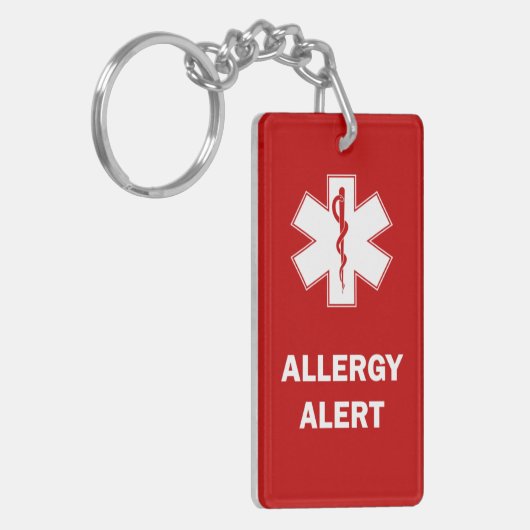 カスタマイズ可能な食物アレルギー警告キーチェーン キーホルダー (正面左)