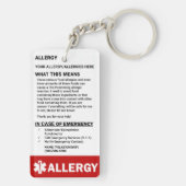 カスタマイズ可能な食物アレルギー警告キーチェーン キーホルダー (裏面)