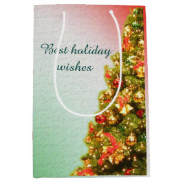 カスタマイズ可能な飾られたクリスマスツリー ミディアムペーパーバッグ