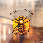 カスタマイズ可能な養蜂ロゴ ハチ黄色グレー ウィンドウサイン (シート2)