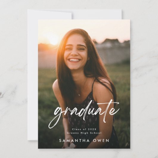 カスタマイズ可能な高校卒業写真 案内状 (正面)