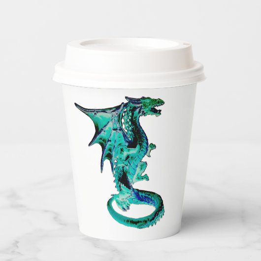 カスタマイズ可能な魅惑のシー ブリーズ ブルー ドラゴン 紙コップ (正面)