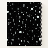 カスタマイズ可能な魔法のような月と結晶のパターン ノートブック (裏面)