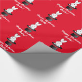 カスタマイズ可能な魔法のウサギの帽子のハッピーバースデーの名前 ラッピングペーパー (角)