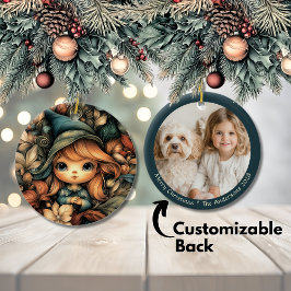 カスタマイズ可能な魔法のクリスマス小妖精や小人 セラミックオーナメント