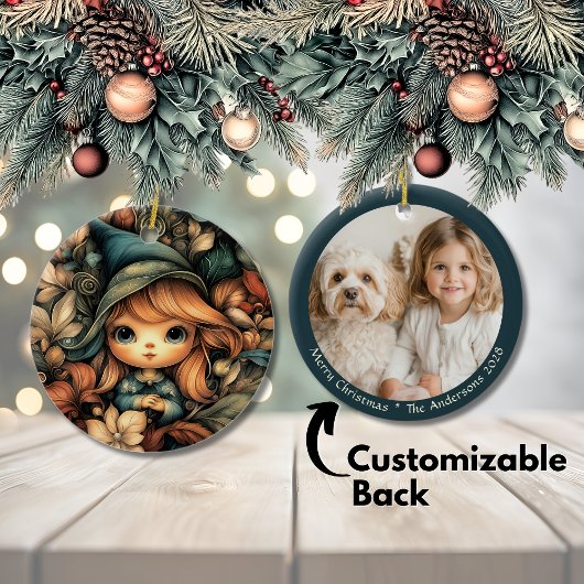 カスタマイズ可能な魔法のクリスマス小妖精や小人 セラミックオーナメント