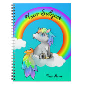 カスタマイズ可能な魔法の虹のユニコーンの学校主題 ノートブック (正面)