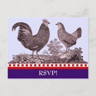 カスタマイズ可能な鶏BBQ RSVPの応答カード インビテーションポストカード