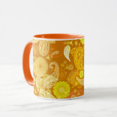 カスタマイズ可能な黄橙色の明るいペイズリー マグカップ (正面左)