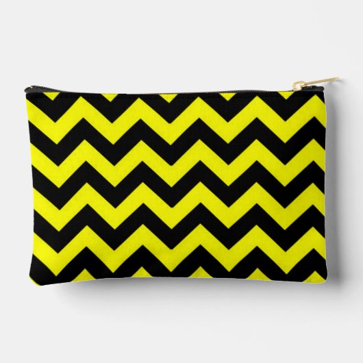 カスタマイズ可能な黄色と黒の山形のパターン アクセサリーポーチ (裏面)