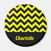 カスタマイズ可能な黄色と黒の山形のパターン マグネット (正面)