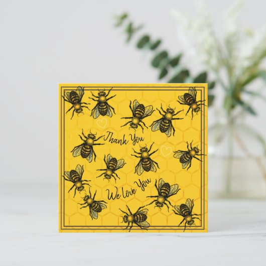 カスタマイズ可能な黄色と黒の蜂蜜ハニカムハニカム シーズンカード (スタンド正面)