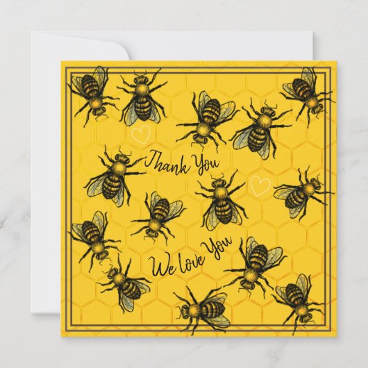 カスタマイズ可能な黄色と黒の蜂蜜ハニカムハニカム シーズンカード (正面)