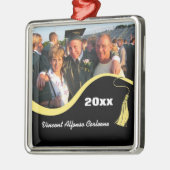 カスタマイズ可能な黄色のタッセルの卒業オーナメント メタルオーナメント (左)