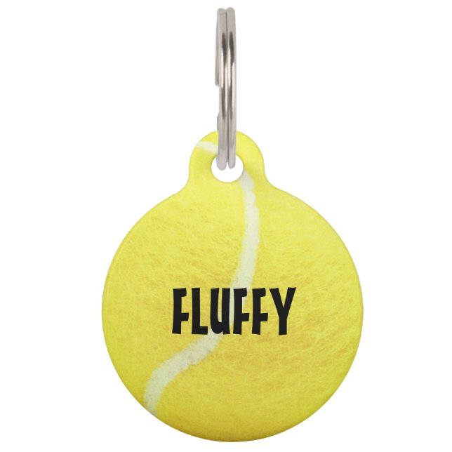カスタマイズ可能な黄色のテニスボール ペット　ネームタグ (正面)