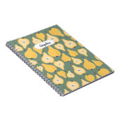 カスタマイズ可能な黄色の梨のシームレスなパターン ノートブック (右側)