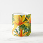 カスタマイズ可能な黄色の熱帯フローラ コーヒーマグカップ (中央)