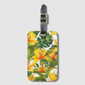 カスタマイズ可能な黄色の熱帯フローラ ラゲッジタグ (正面縦)