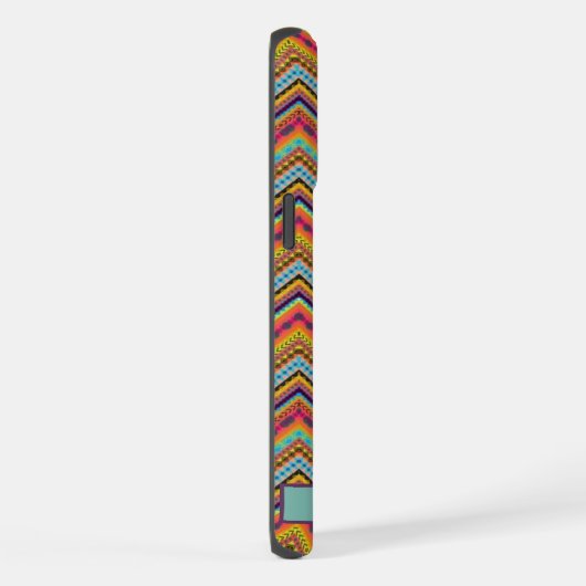 カスタマイズ可能な黄色の赤い山形のパターン iPhoneケース (右側面)