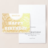 カスタマイズ可能な黄金の植物ハッピーバースデー 箔カード (ディスプレー)