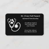 カスタマイズ可能な黒い獣医の名刺QR 名刺 (正面)