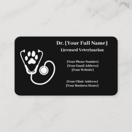 カスタマイズ可能な黒い獣医の名刺QR 名刺